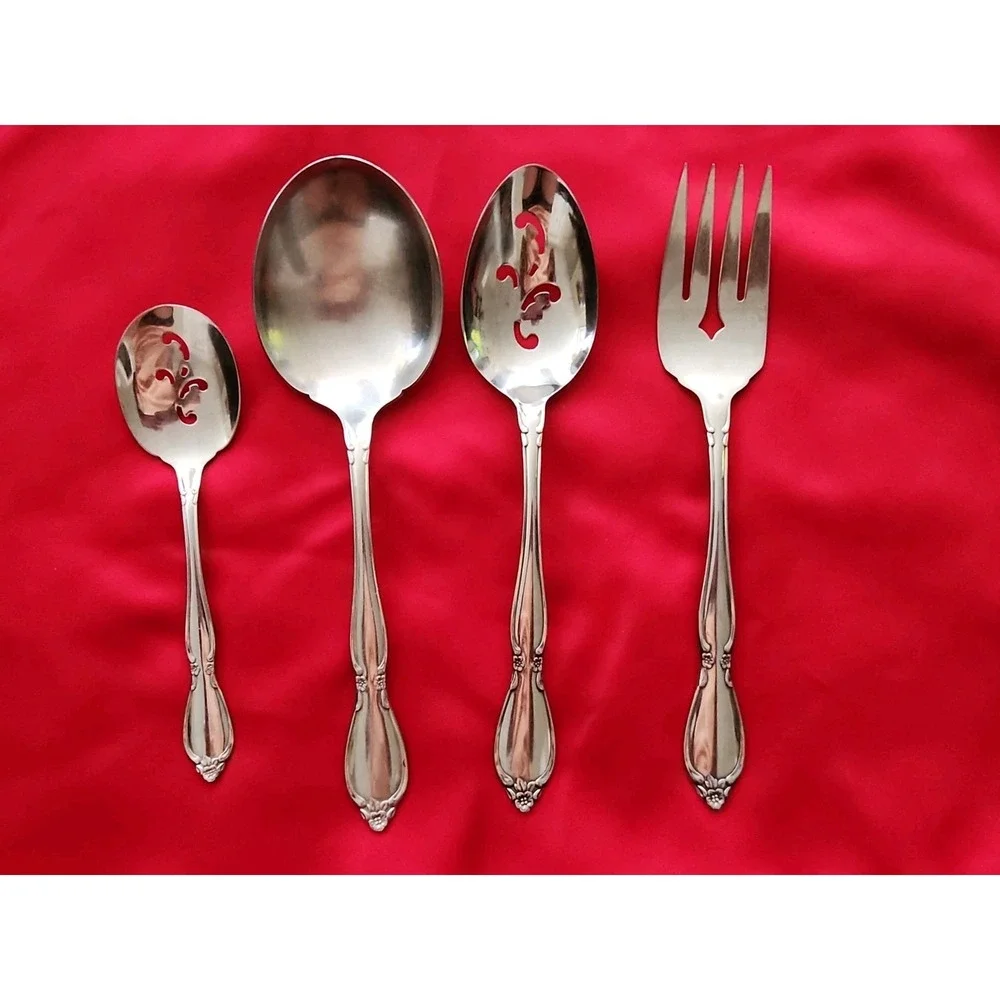Oneida Chatelaine Serving Set 4pc Community Stainless Floral Fork Spoons